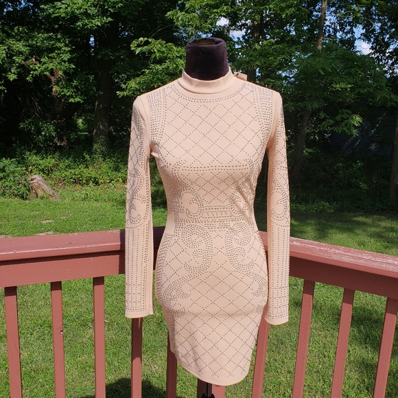 AKIRA Dresses & Skirts - Ladies Akira Embellished Body Tight Dress,  Small. Nude